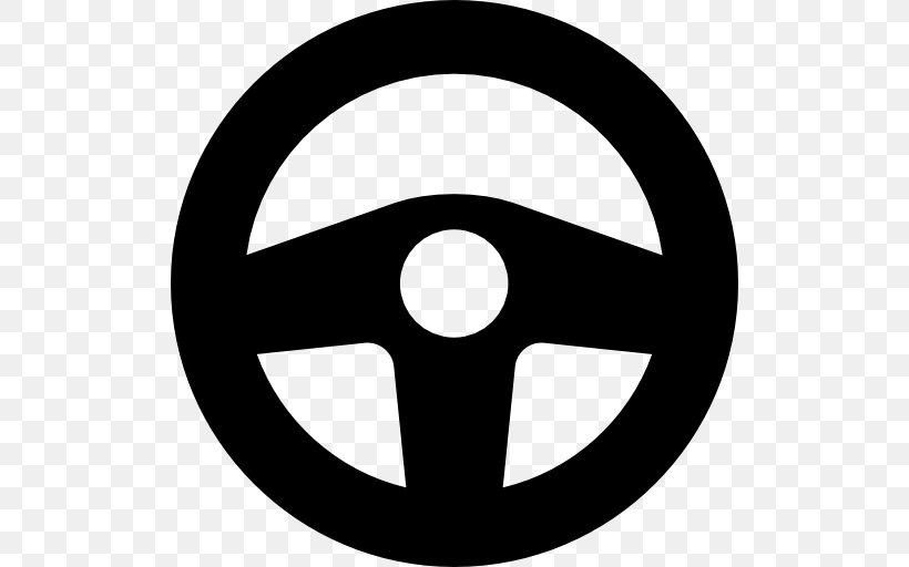 Car Motor Vehicle Steering Wheels, PNG, 512x512px, Car, Alloy Wheel, Black And White, Driving, Logo Download Free