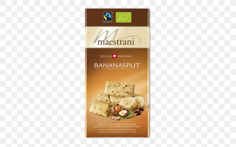 Banana Split White Chocolate Organic Food Maestrani, PNG, 510x510px, Banana Split, Almond, Caramel, Chocolate, Cocoa Bean Download Free