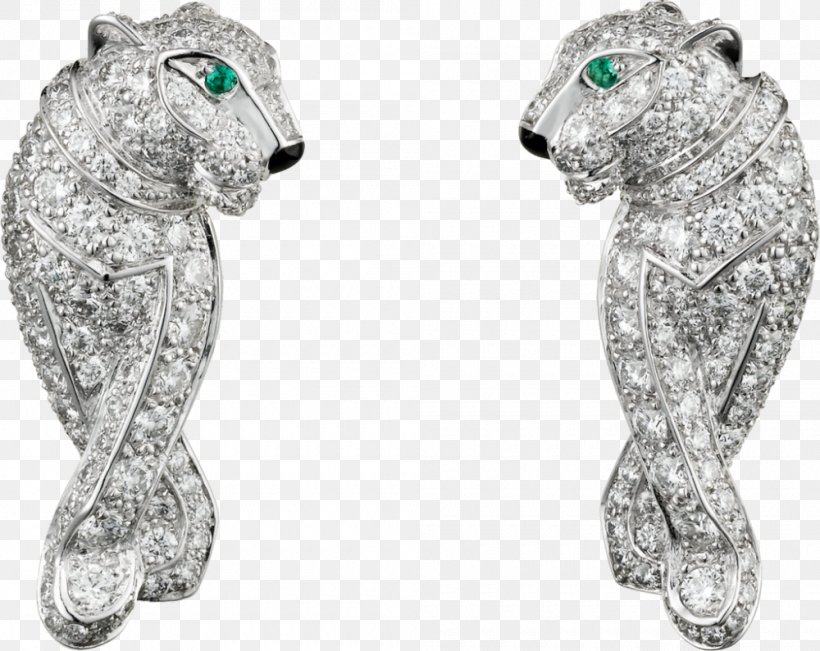 Earring Cartier Diamond Jewellery Emerald, PNG, 1000x795px, Earring, Big Cats, Black And White, Body Jewelry, Cabochon Download Free