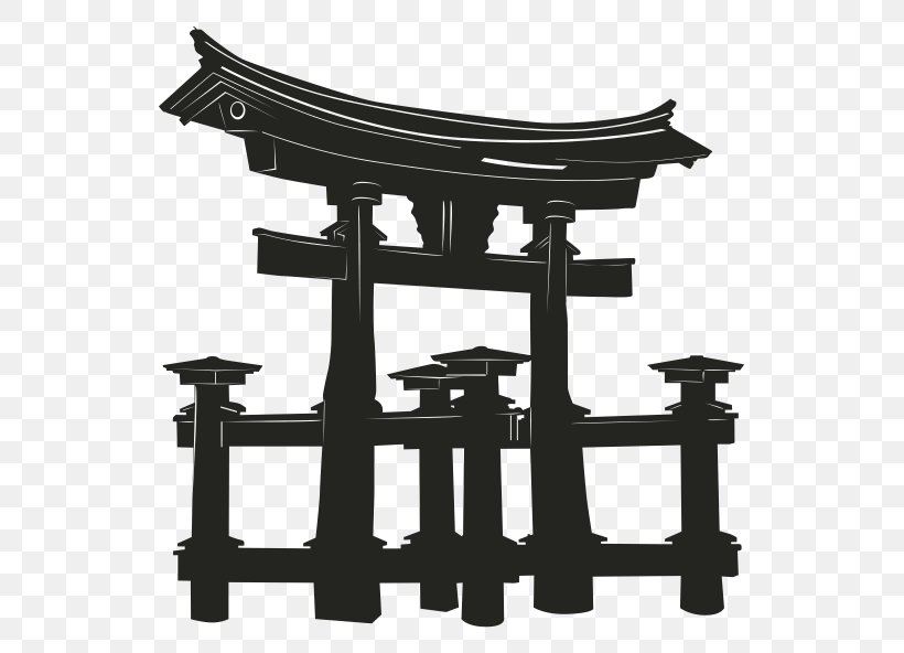 Itsukushima Shrine Meiji Shrine Torii Shinto Shrine Vector Graphics, PNG, 709x592px, Itsukushima Shrine, Black And White, Building, Drawing, Furniture Download Free