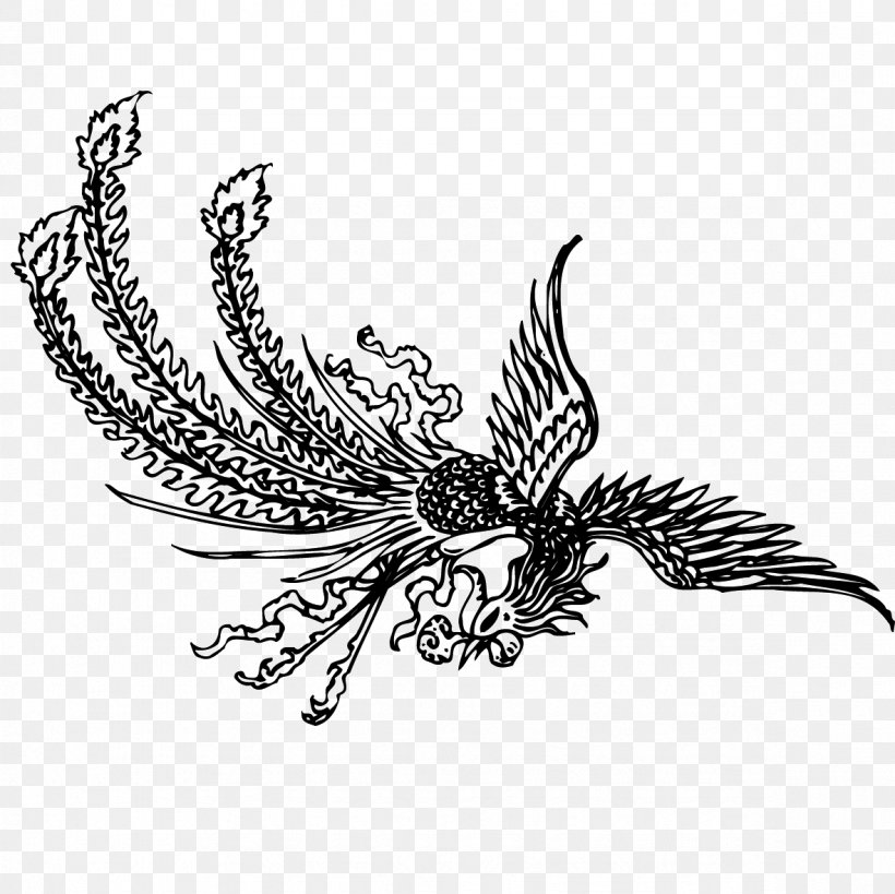 Fenghuang County Bird Illustration, PNG, 1181x1181px, Fenghuang County, Bird, Black And White, Butterfly, Chinoiserie Download Free