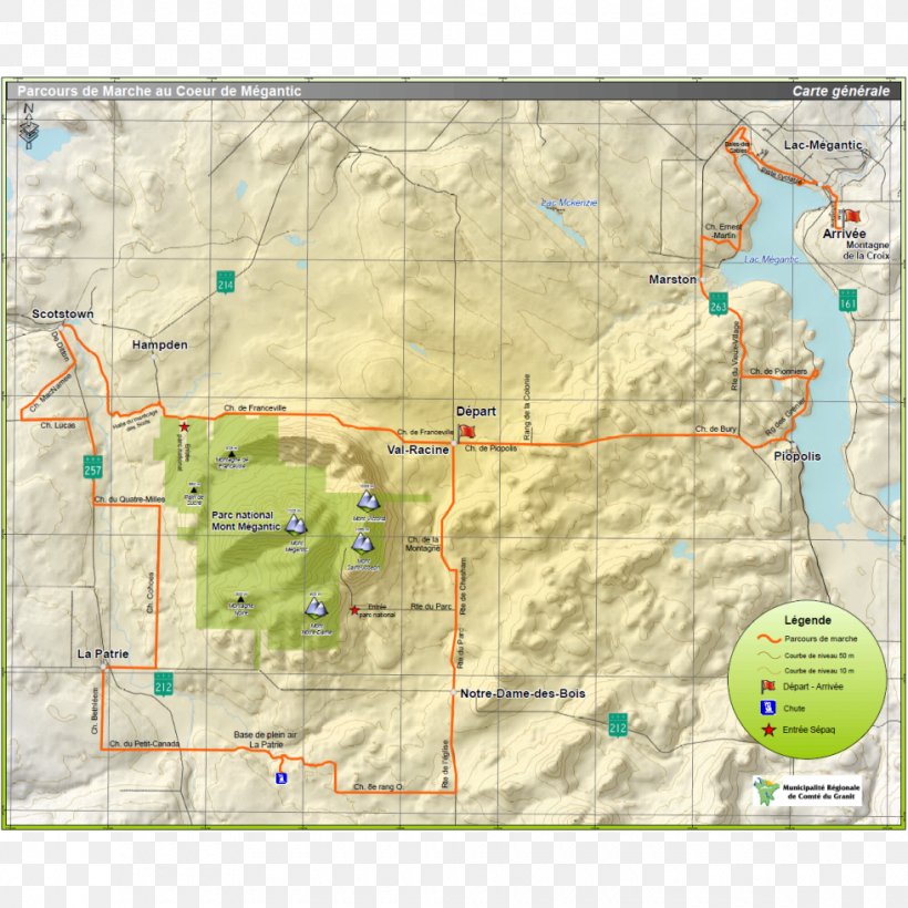 Mont-Mégantic National Park Lac-Mégantic Estrie Hiking Map, PNG, 980x980px, Estrie, Area, Atlas, Ecoregion, Hiking Download Free