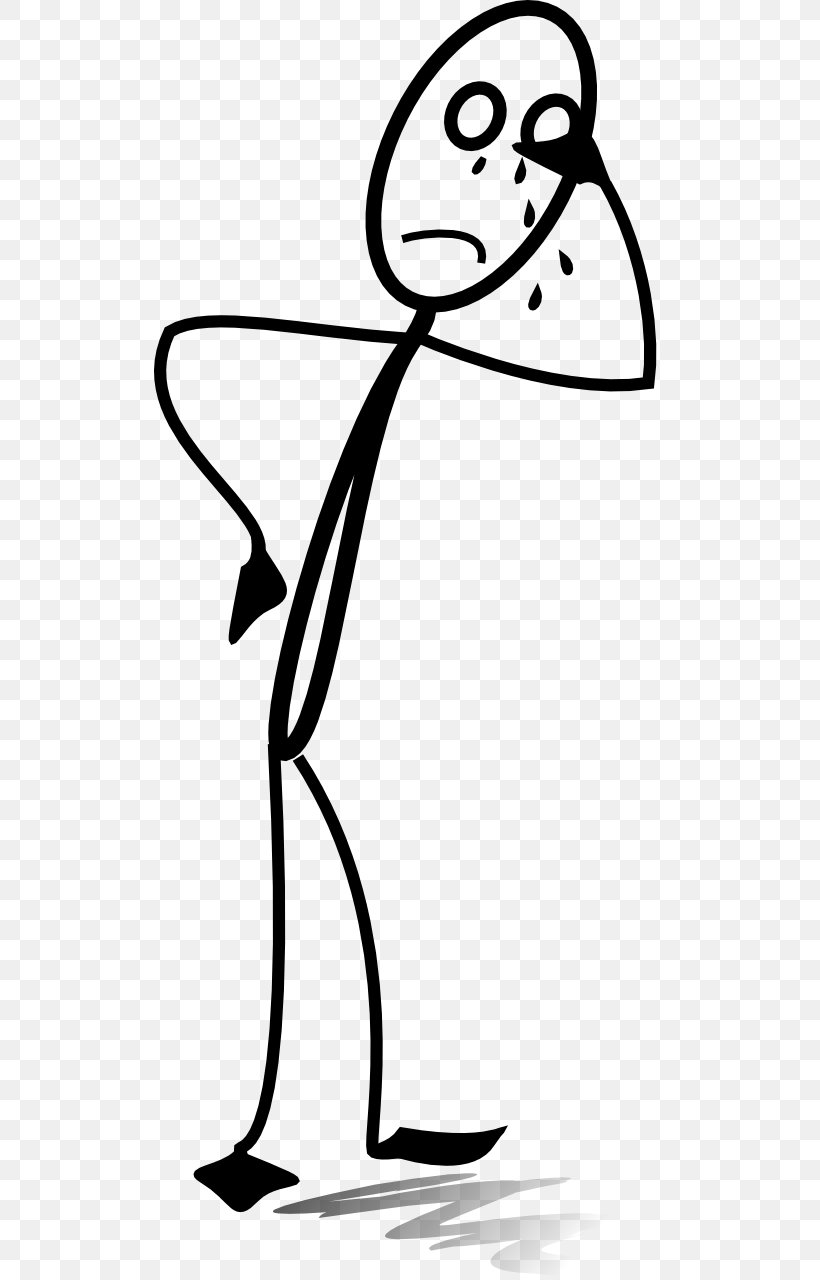 Stick Figure Sadness Crying Clip Art, PNG, 512x1280px, Stick Figure, Area, Artwork, Black And White, Crying Download Free