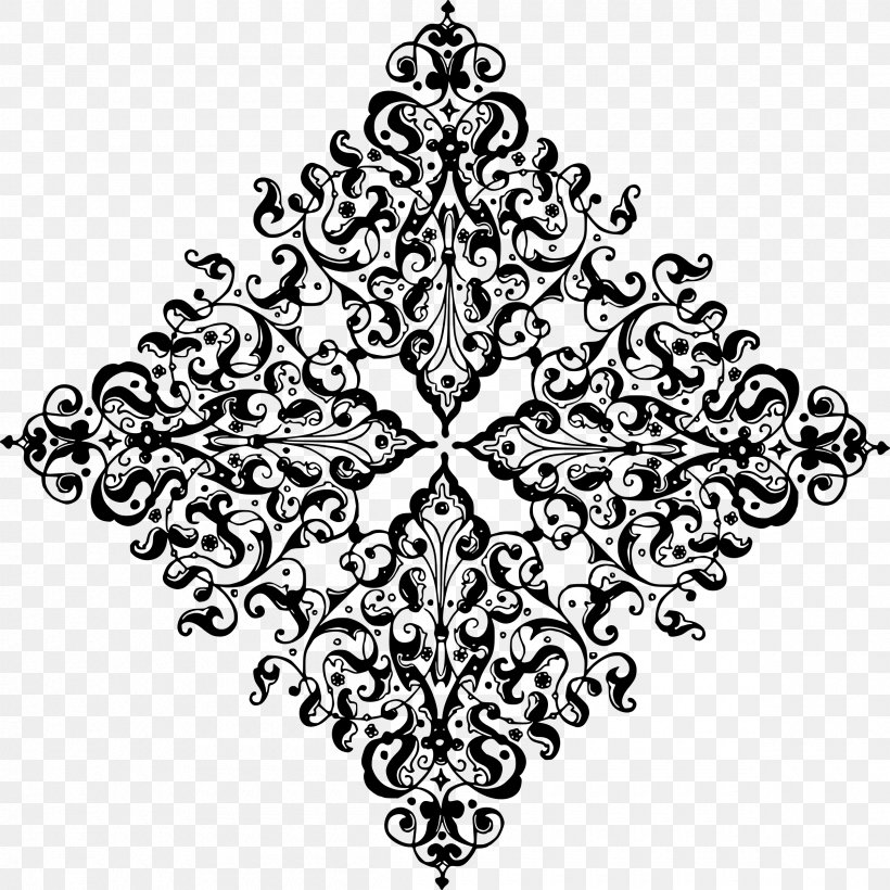 Black And White Ornament Drawing, PNG, 2400x2400px, Black And White, Black, Cross, Drawing, Flora Download Free
