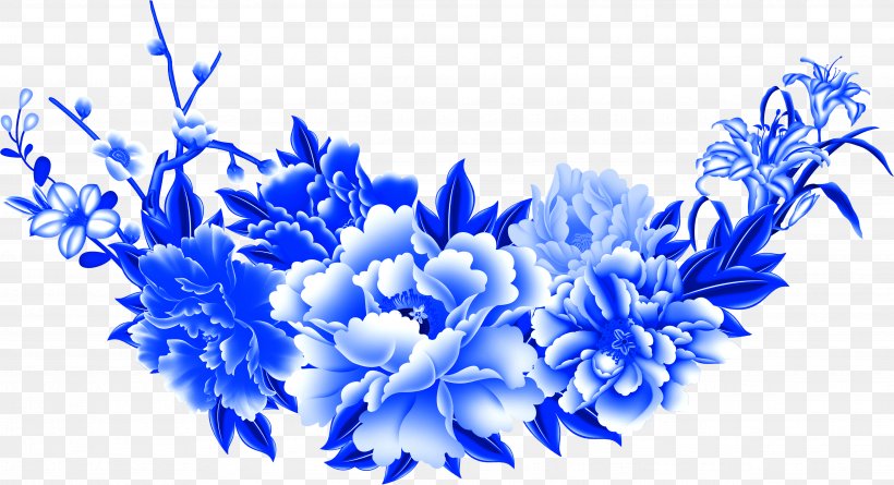 Blue And White Pottery Moutan Peony Motif, PNG, 4872x2645px, Blue And White Pottery, Art, Blue, Chinoiserie, Cobalt Blue Download Free