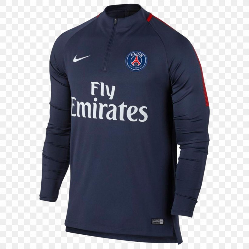 Paris Saint-Germain F.C. Long-sleeved T-shirt Jersey Long-sleeved T-shirt, PNG, 1000x1000px, 2017, Paris Saintgermain Fc, Active Shirt, Blue, Brand Download Free
