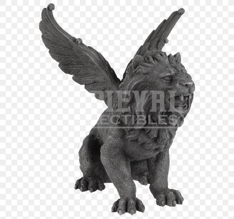 Winged Lion Gargoyle Statue Sculpture, PNG, 768x768px, Lion, Architecture, Beak, Black And White, Dragon Download Free