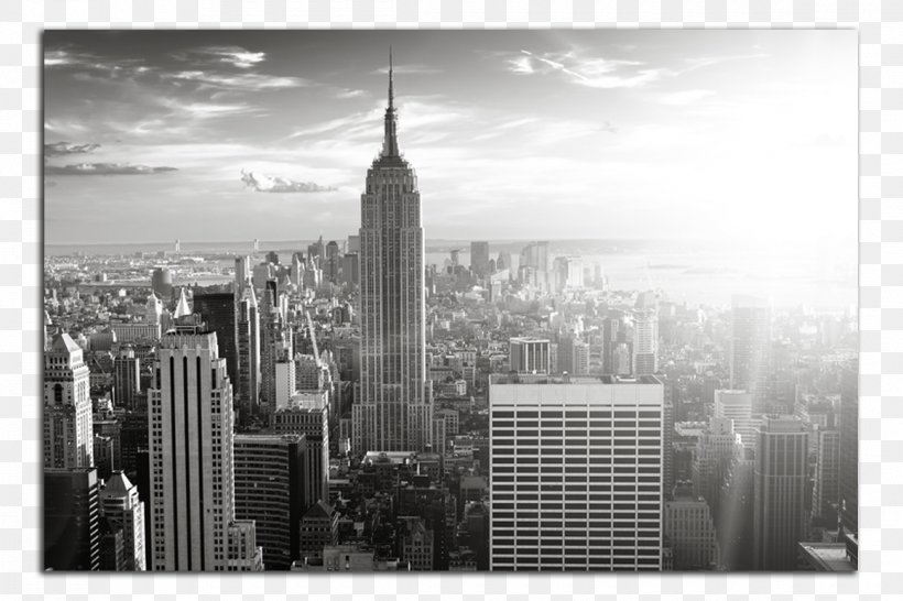 Manhattan Mural Skyline Wall Decal Wallpaper, PNG, 1160x773px, Manhattan, Black And White, Building, City, Cityscape Download Free