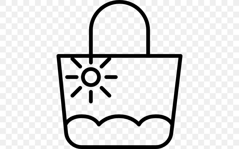 Beach Bag, PNG, 512x512px, Ticket, Area, Black And White, Line Art ...