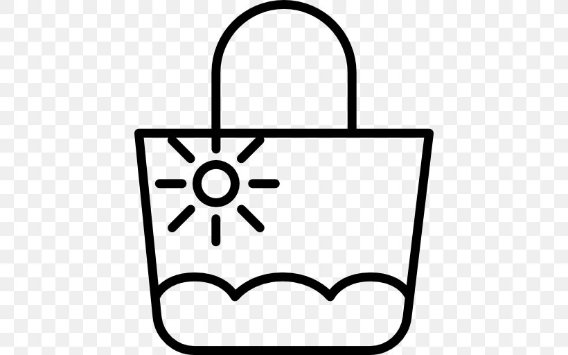 Beach Bag, PNG, 512x512px, Ticket, Area, Black And White, Line Art, Logo Download Free