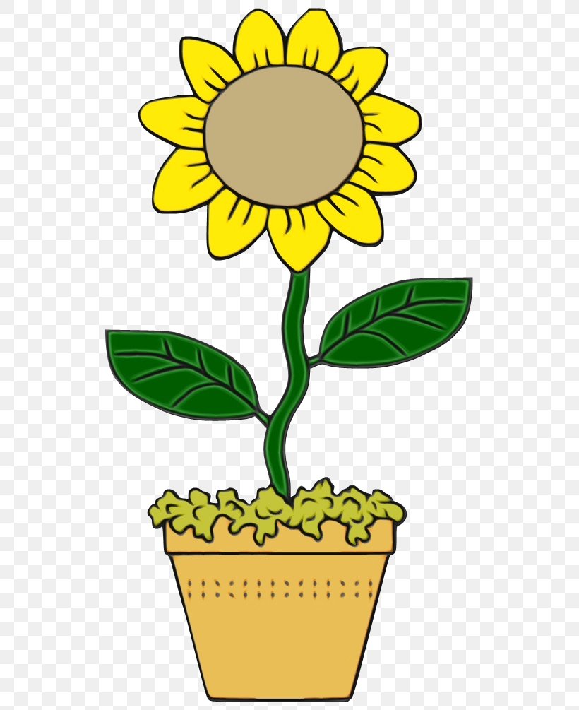 Sunflower, PNG, 544x1005px, Watercolor, Flower, Flowering Plant, Flowerpot, Paint Download Free