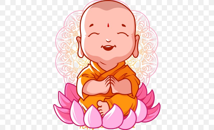 Cartoon Bhikkhu Buddhism Illustration, PNG, 500x500px, Watercolor, Cartoon, Flower, Frame, Heart Download Free