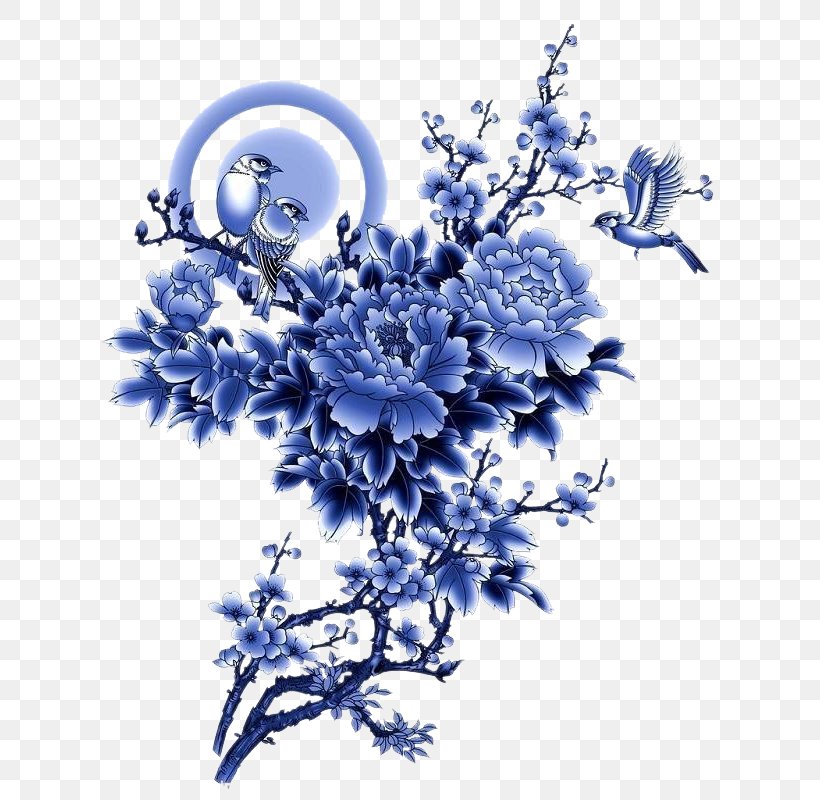 Blue And White Pottery Chinoiserie Design Image, PNG, 618x800px, Blue And White Pottery, Blossom, Blue, Branch, Ceramic Pottery Glazes Download Free