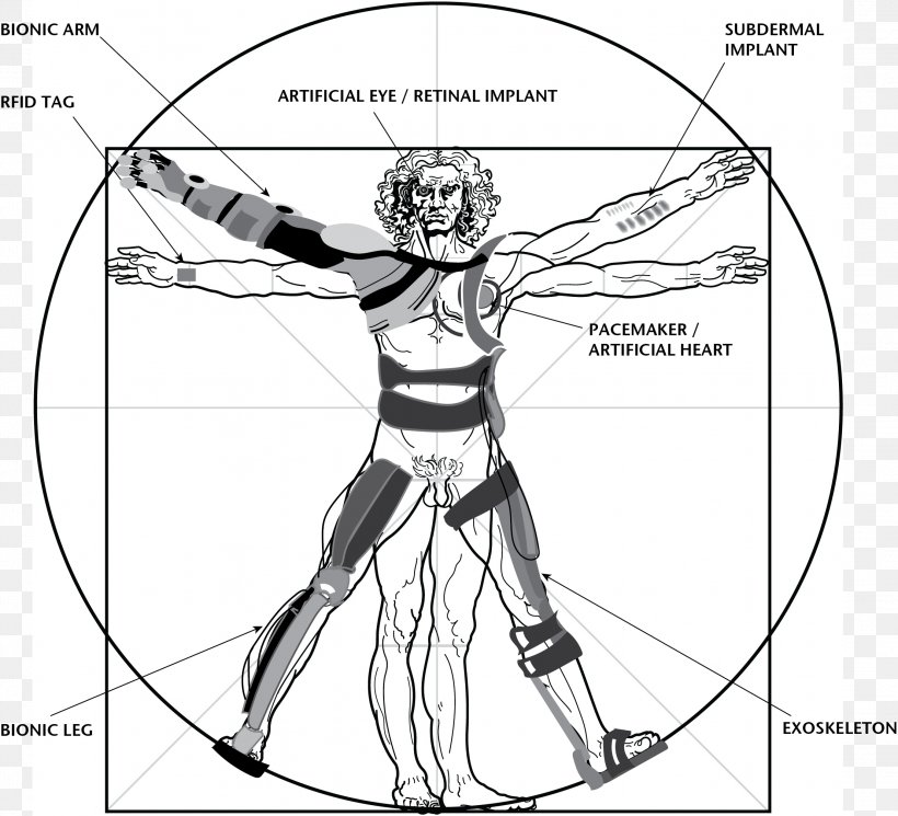 Vitruvian Man Drawing Super You: How Technology Is Revolutionizing What It Means To Be Human Bionics, PNG, 2217x2015px, Watercolor, Cartoon, Flower, Frame, Heart Download Free