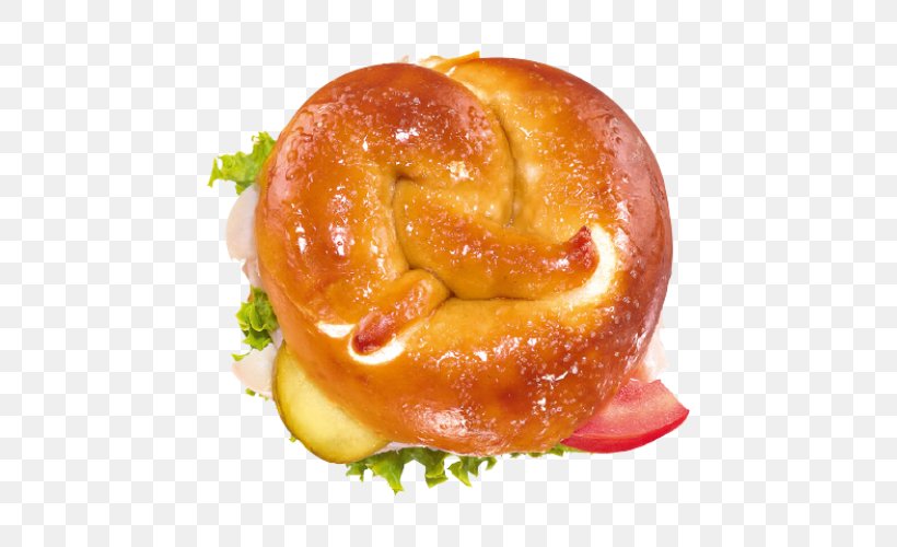 Lye Roll Pretzel Bagel Breakfast Sandwich Ham, PNG, 500x500px, Lye Roll, American Food, Bagel, Baked Goods, Bread Download Free