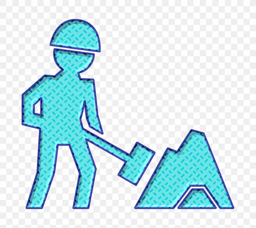 Building Trade Icon Worker Of Construction Working With A Shovel Beside Material Pile Icon Worker Icon, PNG, 1244x1108px, Worker Icon, Aqua, People Icon, Turquoise Download Free