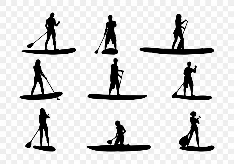 Silhouette Standup Paddleboarding Clip Art, PNG, 1400x980px, Silhouette, Balance, Black And White, Human Behavior, Paddle Download Free