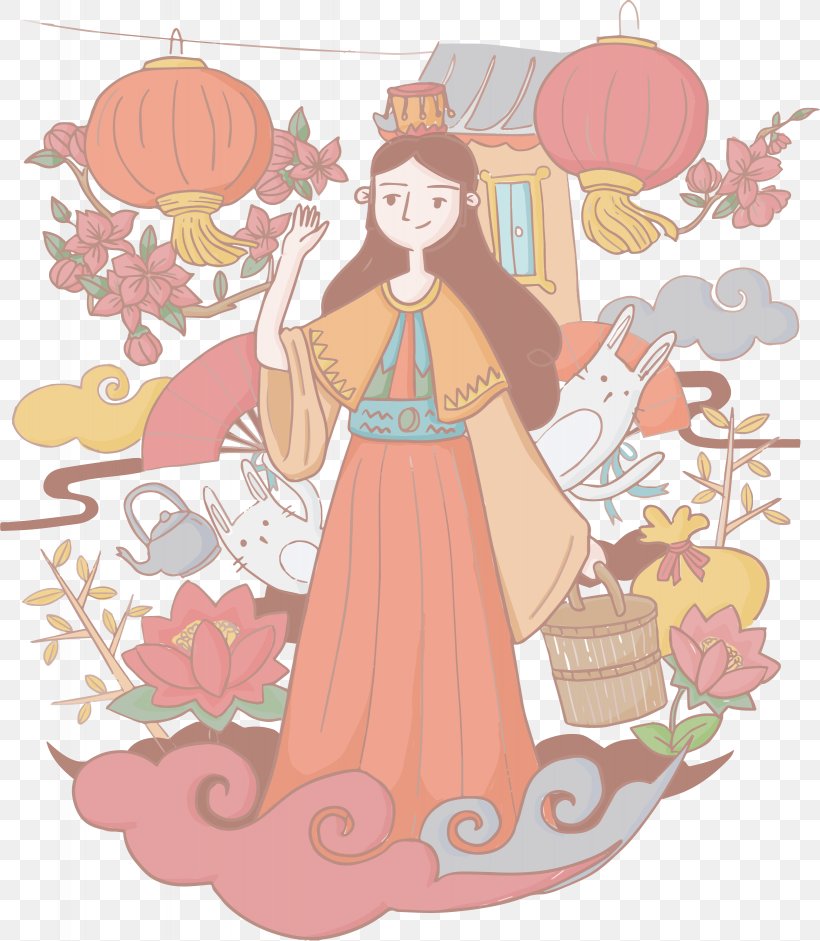 Mooncake Change Mid-Autumn Festival Illustration, PNG, 2459x2823px, Watercolor, Cartoon, Flower, Frame, Heart Download Free