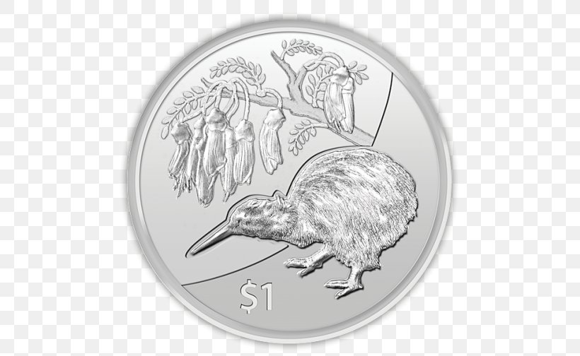 New Zealand Flightless Bird Coin Symbol, PNG, 504x504px, New Zealand, Beak, Bird, Black And White, Coin Download Free