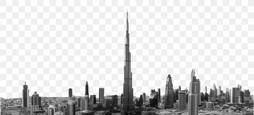 Burj Khalifa Burj Al Arab Jumeirah Tower Hotel, PNG, 1000x455px, Burj Khalifa, Architecture, Blackandwhite, Building, Burj Al Arab Jumeirah Download Free