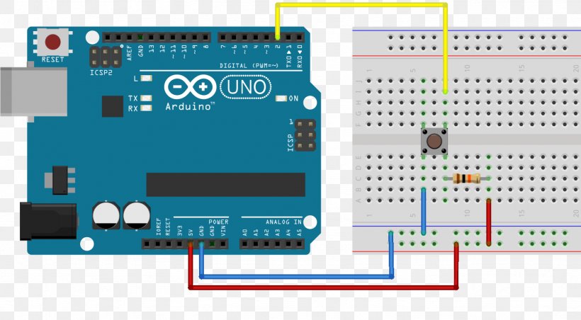 Pull-up Resistor Push-button Arduino Electronic Circuit, PNG, 1436x792px, Pullup Resistor, Arduino, Area, Breadboard, Button Download Free
