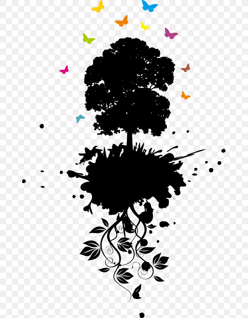 Graphic Design Tree, PNG, 673x1050px, Drawing, Art, Black And White, Computer Graphics, Floral Design Download Free