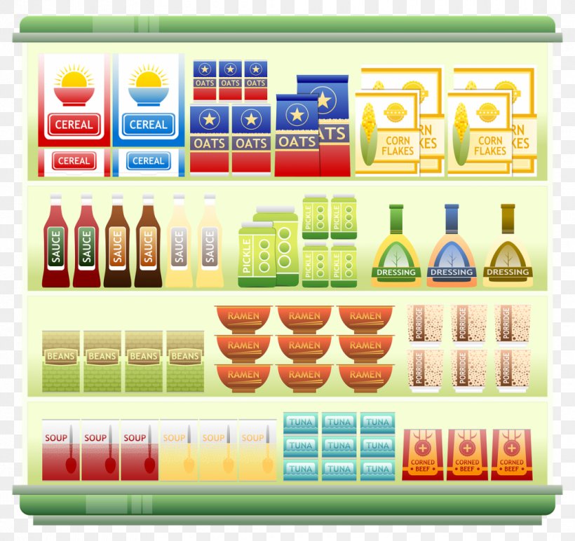 Supermarket Grocery Store Shelf Clip Art, PNG, 1080x1018px, Supermarket, Cartoon, Computer, Convenience Food, Drawing Download Free