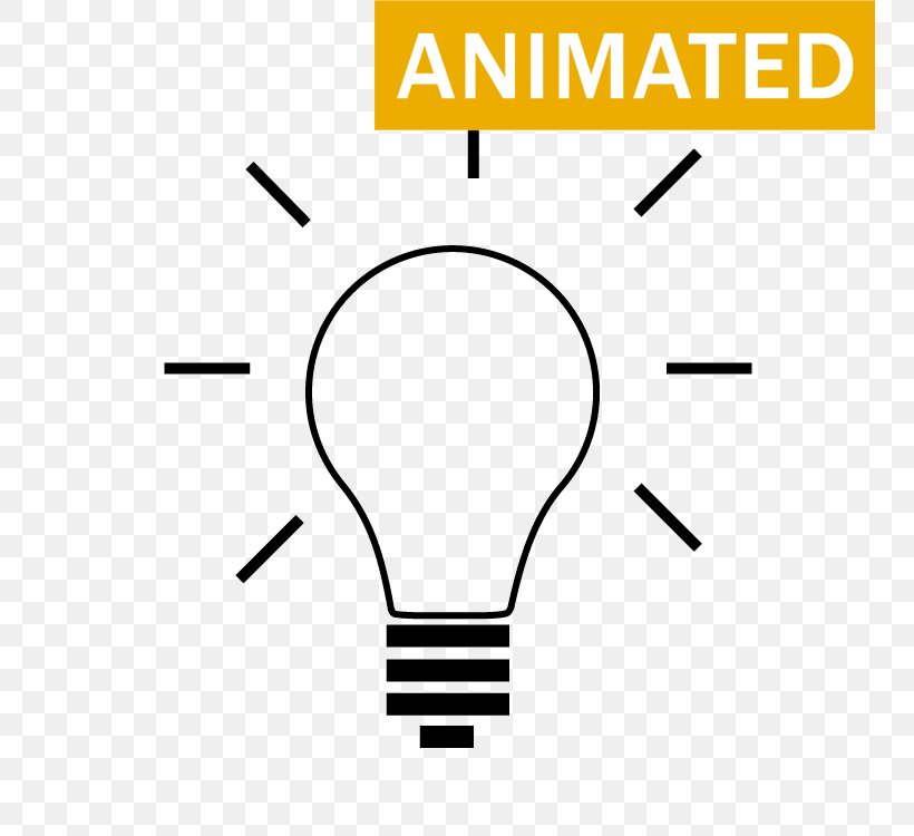 Incandescent Light Bulb Animation Clip Art, PNG, 750x750px, Light, Animation, Area, Black And White, Brand Download Free