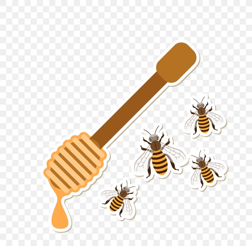Bee Honey Euclidean Vector Download, PNG, 800x800px, Bee, Cutlery, Fork, Honey, Photography Download Free