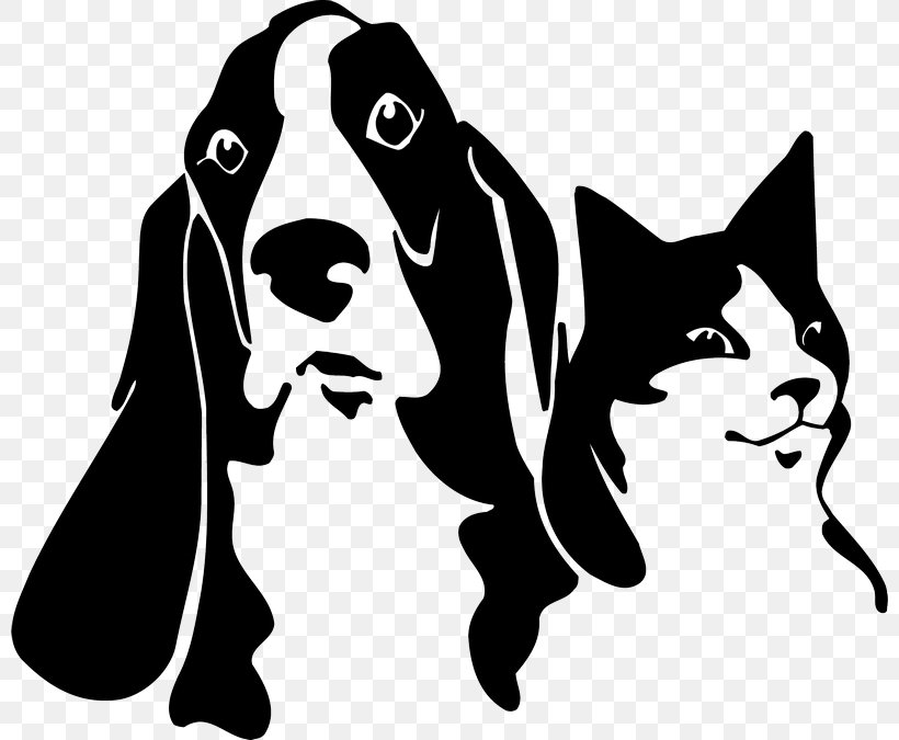 Dog Cat Wall Decal Pet Shop, PNG, 800x675px, Dog, Beagle, Black, Black And White, Carnivoran Download Free
