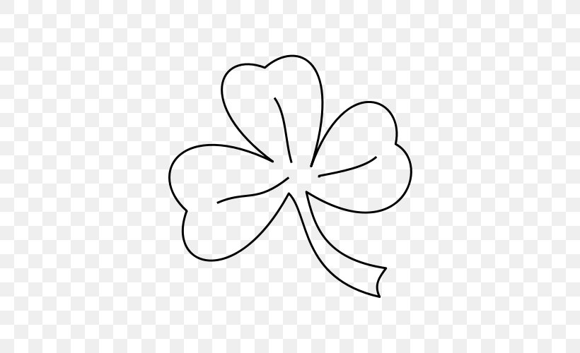 Four-leaf Clover Kleeblatt Shamrock White Clover Heraldry, PNG, 500x500px, Fourleaf Clover, Area, Artwork, Black And White, Clover Download Free