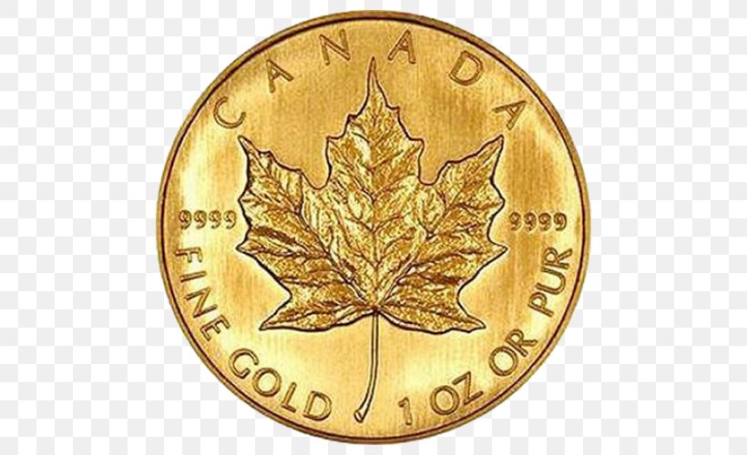 Canadian Gold Maple Leaf Bullion Coin Gold Coin, PNG, 500x500px, Canadian Gold Maple Leaf, Bullion, Bullion Coin, Canadian Dollar, Coin Download Free