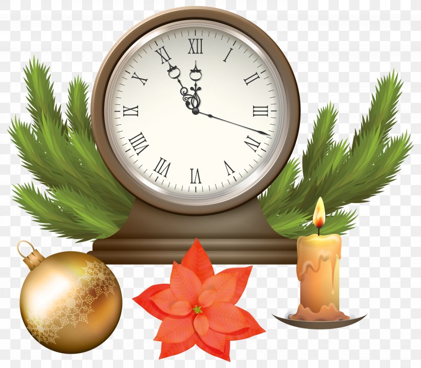 Clock Christmas New Year Clip Art, PNG, 6000x5241px, Clock, Candle, Christmas, Christmas Card, Christmas Eve Download Free