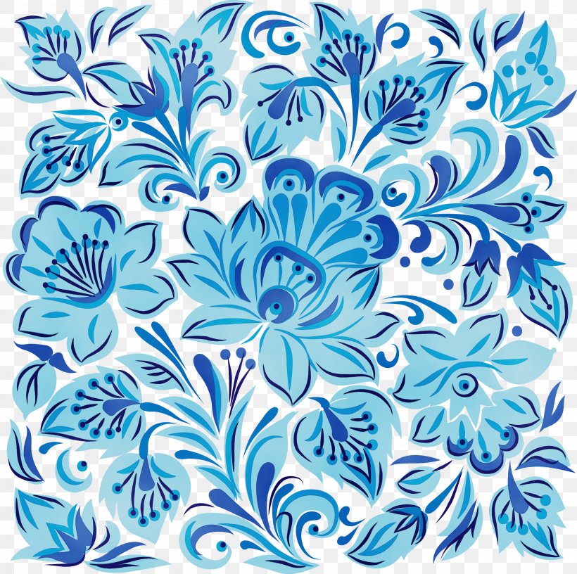 Floral Design, PNG, 3000x2986px, Watercolor, Aqua, Blue, Cobalt Blue, Floral Design Download Free