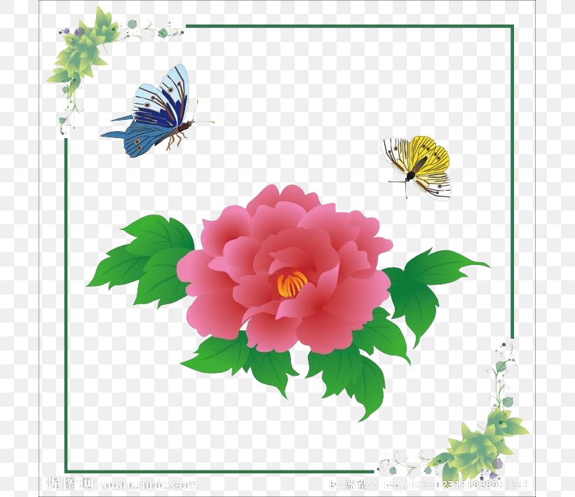 Butterfly Moutan Peony Painting, PNG, 709x709px, Butterfly, Annual Plant, Art, Chrysanths, Drawing Download Free