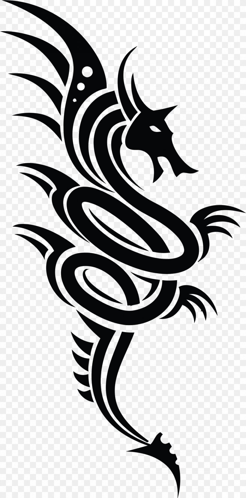 Dragon Symbol Legendary Creature Clip Art, PNG, 1181x2392px, Dragon, Art, Bird, Black, Black And White Download Free