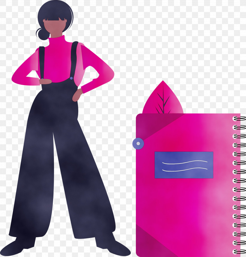 Pink Magenta Standing Trousers, PNG, 2877x3000px, Notebook, Girl, Magenta, Paint, Pink Download Free