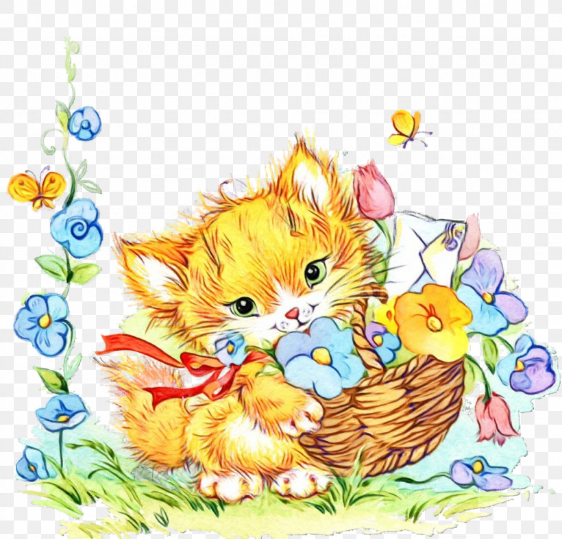 Cat Small To Medium-sized Cats Kitten Plant Whiskers, PNG, 1024x984px, Watercolor Cat, Cat, Cute Cat, Kitten, Paint Download Free