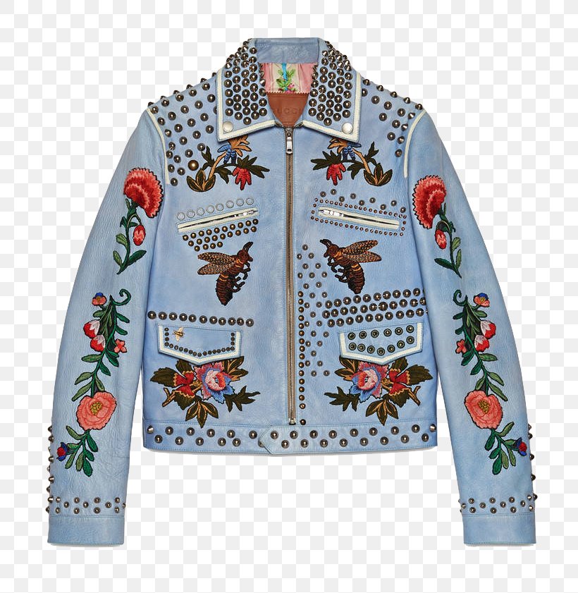 Gucci Embroidery Leather Jacket Flight Jacket, PNG, 782x841px, Gucci, Alessandro Michele, Applique, Clothing, Denim Download Free