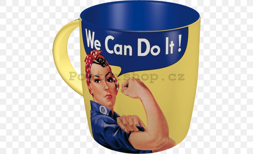 We Can Do It! Second World War Rosie The Riveter Mug, PNG, 500x500px, We Can Do It, Advertising, Ceramic, Coffee Cup, Cup Download Free