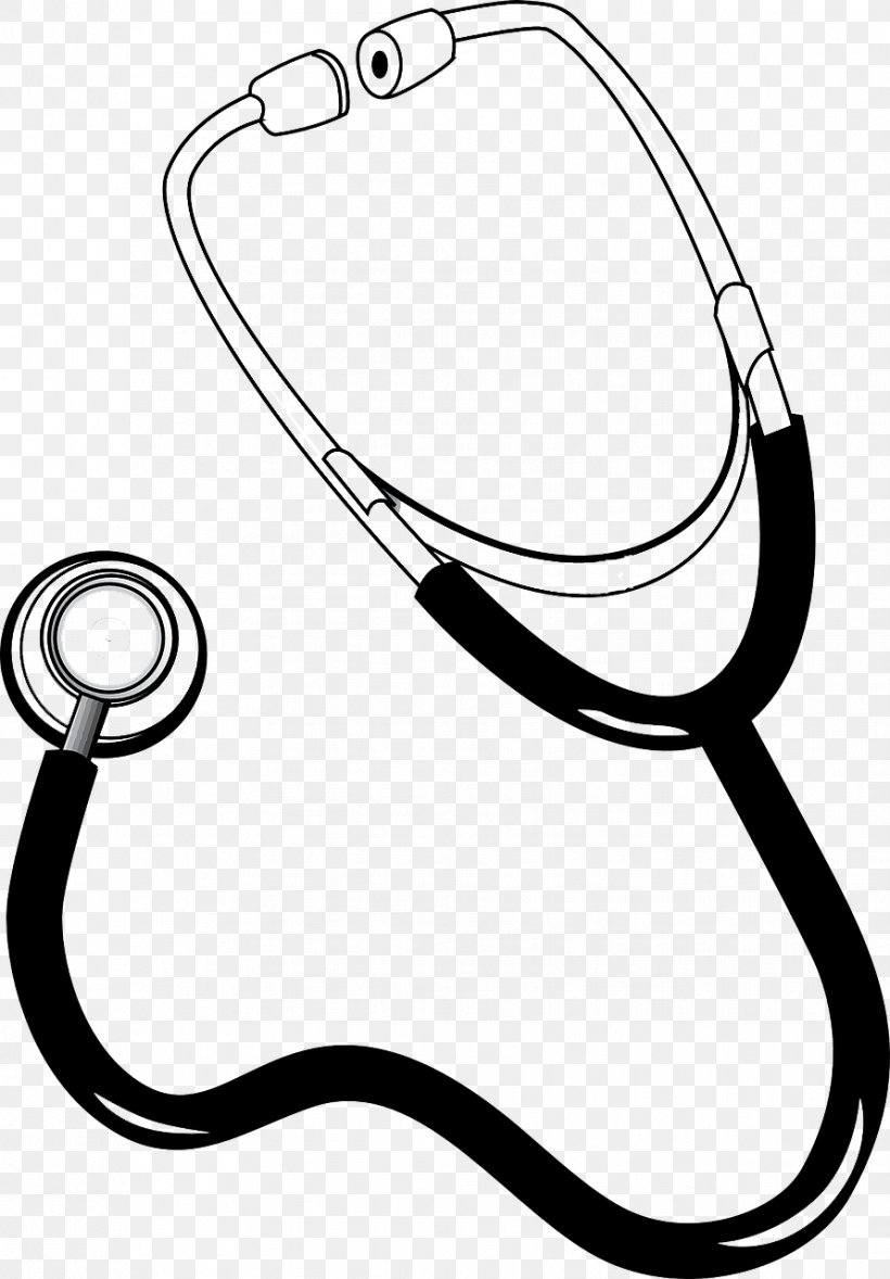 Stethoscope Nursing Clip Art, PNG, 891x1280px, Stethoscope, Area, Artwork, Black And White, Cardiology Download Free