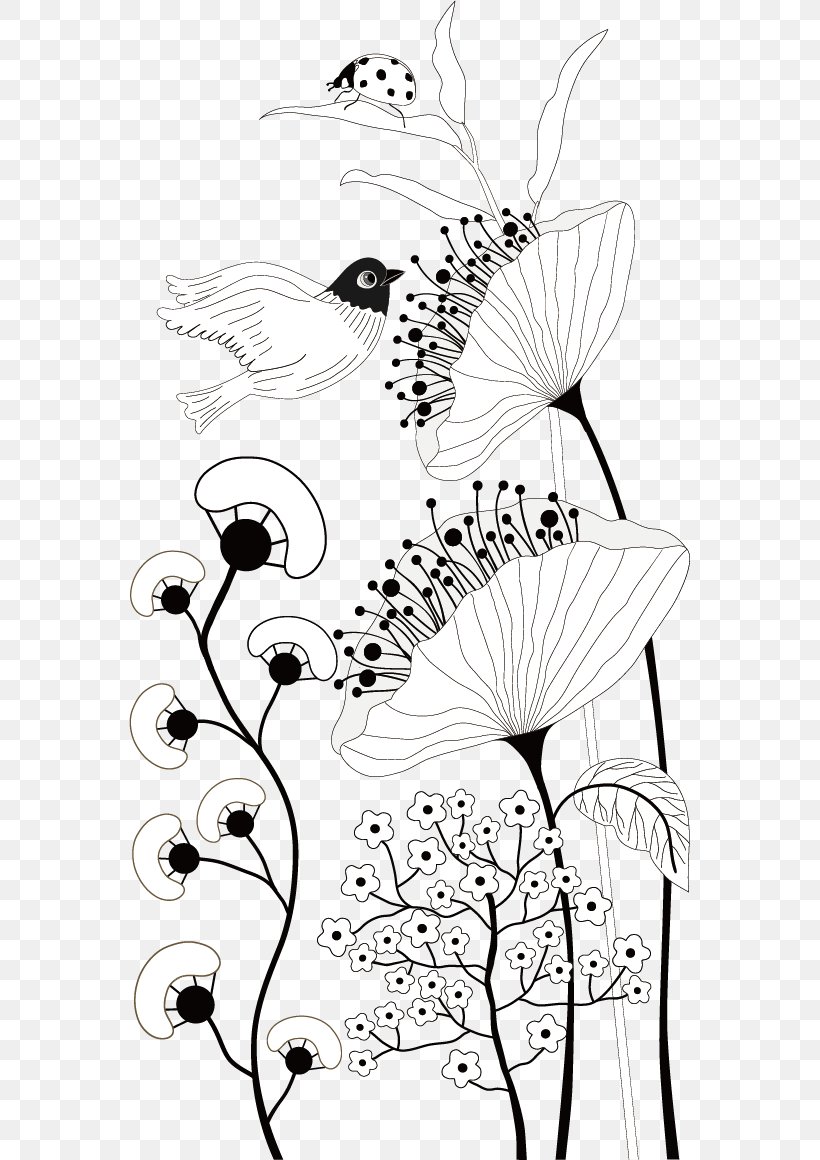 Black And White Decoupage Photography Illustration, PNG, 561x1160px, Black And White, Art, Black, Branch, Decoupage Download Free
