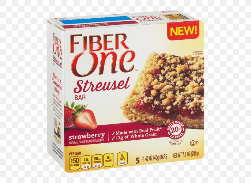 Fiber One Snacks Streusel Bars, Blueberry, 5 Count, 7.1 Ounce Breakfast Cereal Dietary Fiber Nutrition Facts Label, PNG, 600x600px, Streusel, Breakfast Cereal, Chocolate, Convenience Food, Dessert Bar Download Free