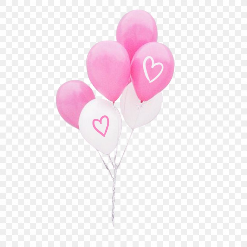 Pink Flower Cartoon, PNG, 1000x1000px, Balloon, Flower, Heart, Party, Party Supply Download Free