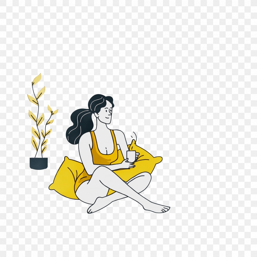 Cartoon Character Yellow Shoe Sitting, PNG, 2000x2000px, Watercolor, Cartoon, Character, Hm, Joint Download Free