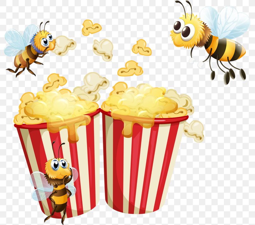 Bee Popcorn Caramel Corn Illustration, PNG, 793x724px, Bee, Butter, Caramel Corn, Food, Honey Download Free