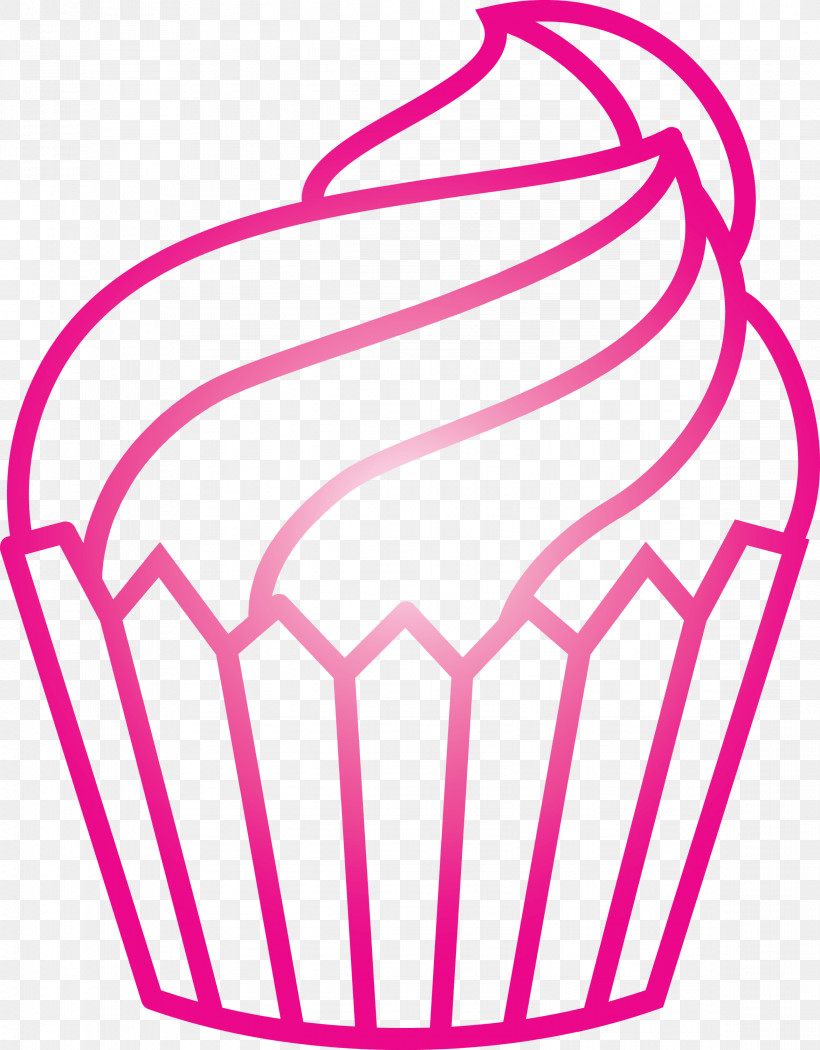 Pink Baking Cup Magenta Line Line Art, PNG, 2341x3000px, Cute Cupcake, Baking Cup, Cartoon Cupcake, Line, Line Art Download Free