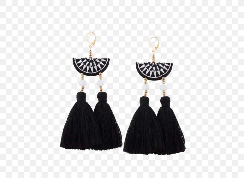 Earring Tassel Jewellery Bead Fringe, PNG, 600x600px, Earring, Bead, Bead Embroidery, Black, Bohemianism Download Free