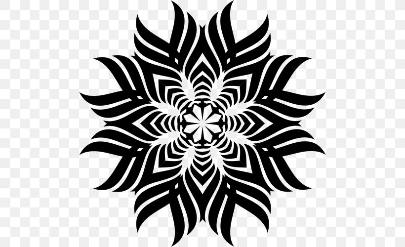 Snowflake Tribe Clip Art, PNG, 500x500px, Snowflake, Black, Black And White, Coloring Book, Flora Download Free