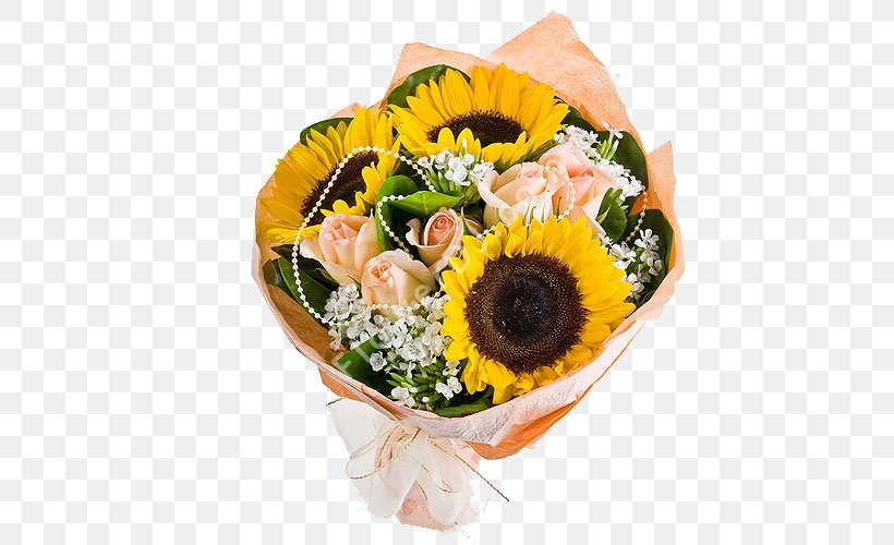 Floral Design Common Sunflower Nosegay Flower Preservation, PNG, 500x500px, Floral Design, Blomsterbutikk, Common Sunflower, Cut Flowers, Designer Download Free